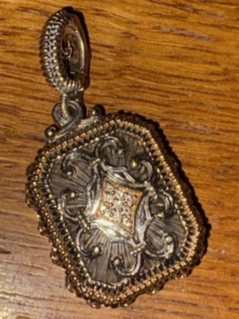 Gabriel & Co 18K Gold 925 Sterling Steel Diamond Pendant